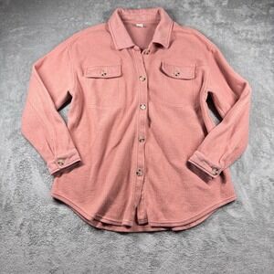 Wonderly‎ Pink Sherpa Fleece Shirt Jacket XL Button Up Pockets